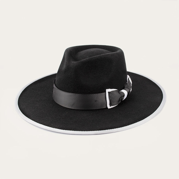Womens Wide Brim Black Fedora Hat Style For Sale