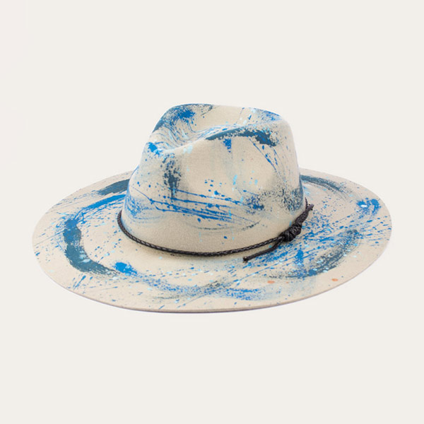Wide Brim Colored Hand Painted Fedora Hat For Wholesale