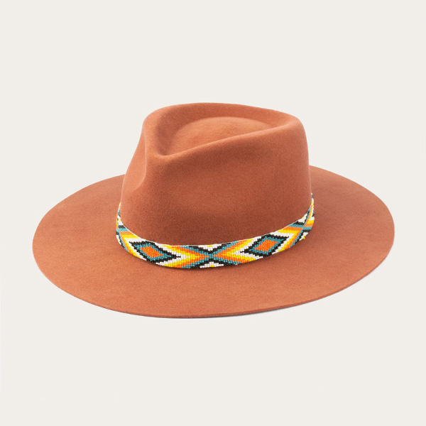 Wide Brim Orange Fedora Hat For Women For Sale